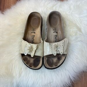 Birkenstock Betula Beige Butterfly Leather Sandals • Size 39